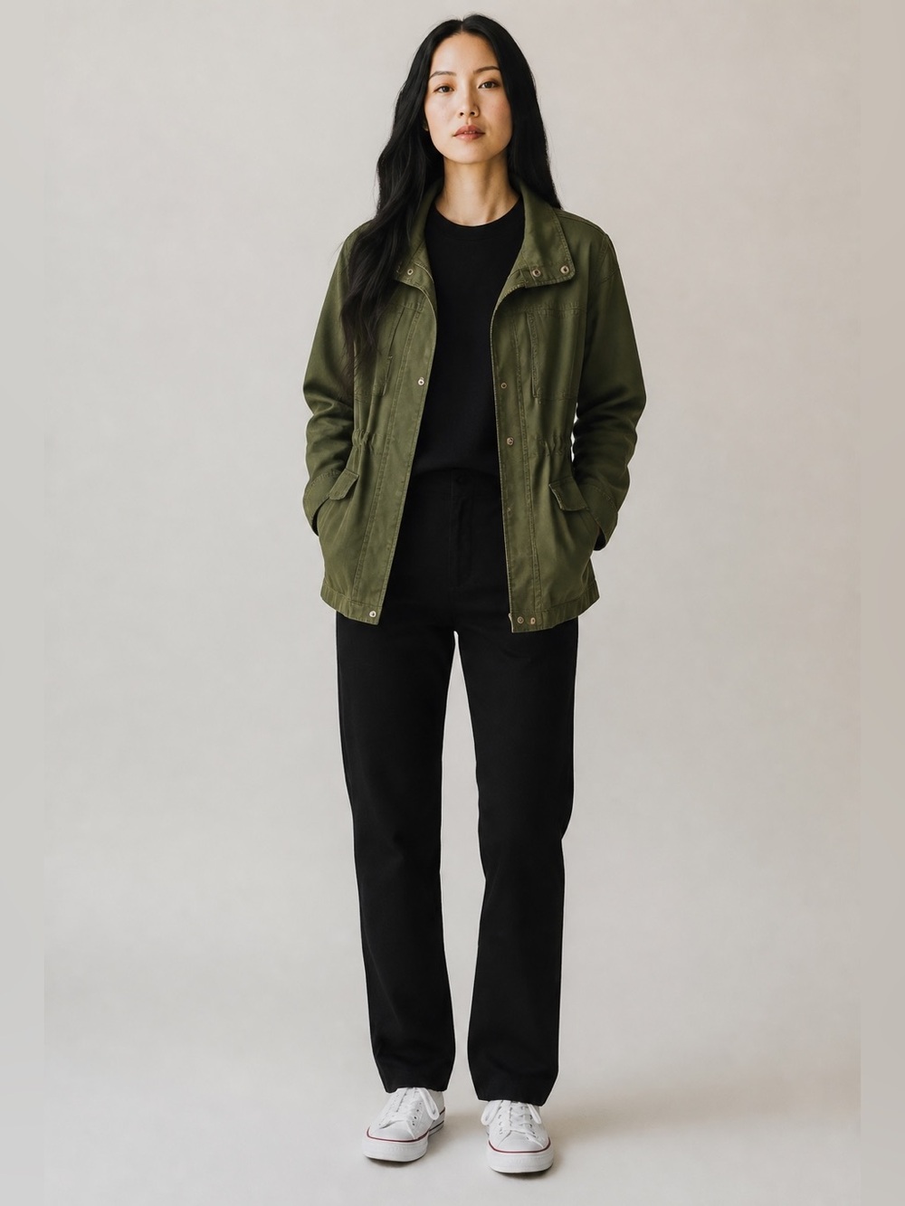 Universal Threads NWT Olive Green Women's Field Jacket. PTP 21”, L 28” - Picture 2 of 9